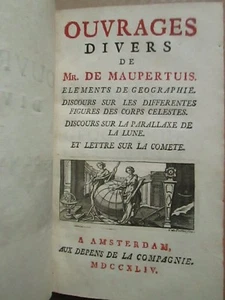 MAUPERTUIS : OUVRAGES DIVERS (corps célestes, parallaxe de la lune, comète) 1744 - Imagen 1 de 12