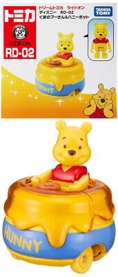 Dream Tomica Ride on Disney RD-02 Winnie-the-Pooh & Honeypot Diecast Toy NEW - Image 1 of 4