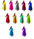 Indian Women Long Dress Solid Tunic Casual Maxi Nice Frock Suit Multi Color Plus