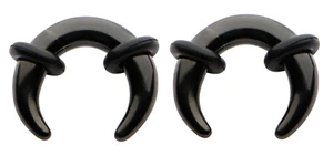 Pair Black Steel Ear Plugs Buffalo Tapers Pinchers Horseshoes Gauges 00g - 14g - Picture 1 of 1