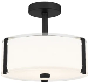 Quoizel Lowen 12.5-in Matte Black Semi Mount Light - Picture 1 of 7