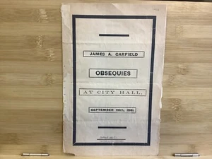 1881 Rare James A. Garfield Local Obsequies/Funeral Rites - Picture 1 of 3