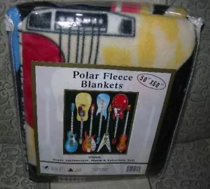 New Guitars Thin Polar Fleece Throw Gift Blanket Gibson Fender Soft NIP Guitar - Picture 1 of 2