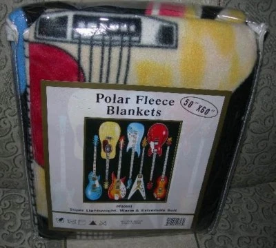 New Guitars Thin Polar Fleece Throw Gift Blanket Gibson Fender Soft NIP Guitar - Image 1 of 2