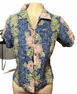 VTG 60's Liberty House Young Hawaii Bark Cloth Floral Hawaiian Shirt Youth S - Picture 1 of 1
