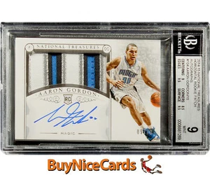 2014 Aaron Gordon Panini National Treasures RC Rookie Patch Auto/10 BGS 9 - Foto 1 di 4