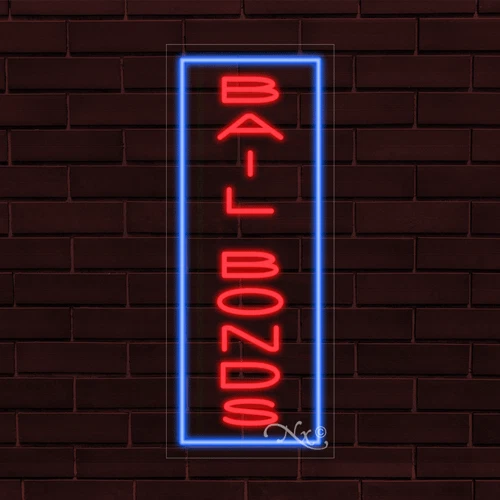 BRAND NEW "BAIL BONDS" w/BORDER VERTICAL 30x12x1 INCH LED FLEX INDOOR SIGN 30962 - Image 1 of 1