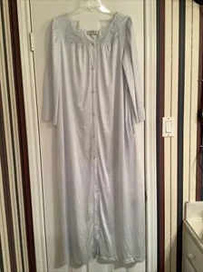 Vintage Vassarette Underneath It All Satiny Nylon Blue Housecoat Robe Large - Picture 1 of 5