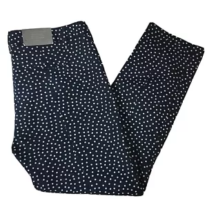 GAP Pants Womans 10 Blue Polka Dot Slim Cropped NWT Nautical Preppy - Picture 1 of 9