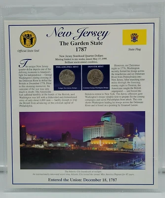 PCS New Jersey Statehood Quarter Collection with State Stamps & History Card - Image 1 of 4