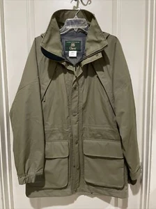 Orvis Green Foul Weather Hooded Full Zip Snap Windbreaker Jacket Coat Medium - Picture 1 of 5