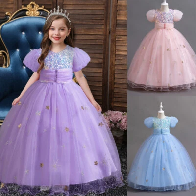 Flower Girls Kids Tulle Dress Wedding Princess Bridesmaid Brithday Party Dresses - Image 1 of 4