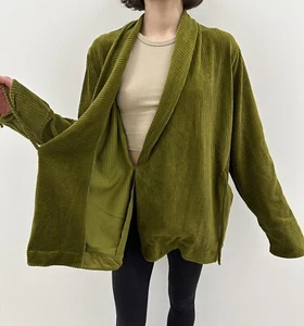 Gudrun Sjoden Velvet Wrap Kimono Cotton Blend Green Top Size XL - Picture 1 of 13