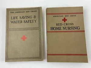 American Red Cross, 2 Books, Home Nursing 1942, Life Saving & Water Safety 1937 - Picture 1 of 11