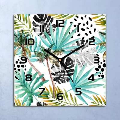 Horloge Murale En Verre moderne Exotique variation bleu 30x30 - Photo 1/4