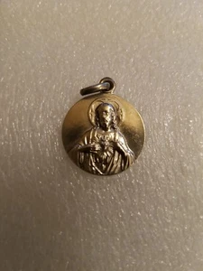 Jesus & Virgin Mary - Antique French Medal or Pendant - Round - Metal Silber  - Bild 1 von 2