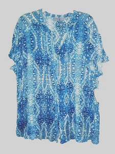 Camicetta donna più Laura Scott blu floreale taglia 2X NUOVA - Foto 1 di 2