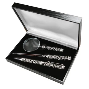 Set Schreibtischzubehör mit 3D Metall Rosenmuster - UVP 85£ - Bild 1 von 3