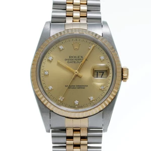 ROLEX Datejust 10P Diamond 16233G L series (manufactured around 1989) Champa... - Picture 1 of 4