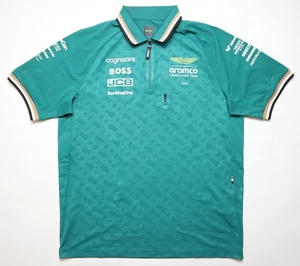 ASTON MARTIN F1 RACING TEAM 2023 1/4 ZIP POLO SHIRT JERSEY HUGO BOSS MEN L LARGE - Picture 1 of 19