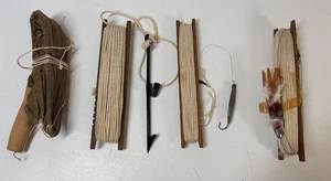 Antique Fishing Handlines With Lures Wooden Reels Net Rope - Picture 1 of 8