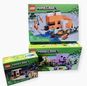 3 neue Minecraft Lego Sets, Fox Lodge, Baby Schwein Haus, Steve’s Desert Expedition - Bild 1 von 2
