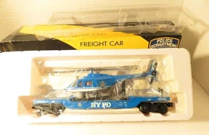 K-LINE TRAINS - K-662-6201 NYPD FLAT CAR W/HELICOPTER- 0/027- NEW- W73 - Picture 1 of 4