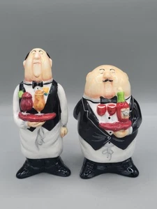Dinner Is Served Salt & Pepper Shaker Set CIC Waiters Serving Drinks EUC! - Picture 1 of 13