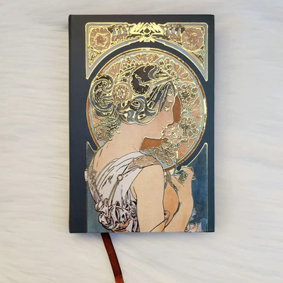 Alphonse Mucha Vintage Lady Art Nouveau Hardcover Gratitude Reflection Journal - Image 1 of 4