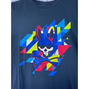 Psycho Bunny T-Shirt Men's Size 6 L Black Geometric Skull Logo Pima Cotton Tee - Picture 1 of 5