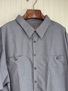 Red Kap Shirt Mens 3XL Gray Houndstooth Short Sleeve Work Button Up SP20H7 - Picture 1 of 6