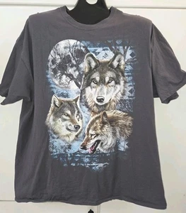 Wolf Shirt Mens 3XL Gray Alaska Animals Nature AOP Vintage Style Y2K - Picture 1 of 5