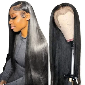 13x6 Straight Lace Front Wigs Human Hair 200 Density HD Transparent Lace Fron... - Picture 1 of 8