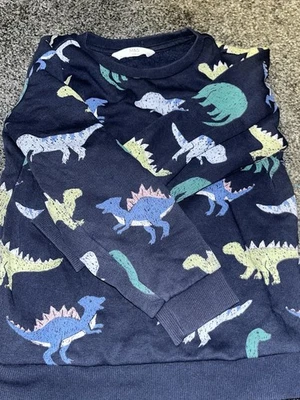 M&S Little Boys Clothes Size 3-4 Years Blue Dinosaurs - Image 1 of 4