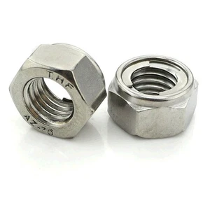 304 Stainless M3 M4 M5 M6 M8 M10 M12 M16 M20 Metal Lock Nuts Hex Self-lock Nuts - Picture 1 of 4