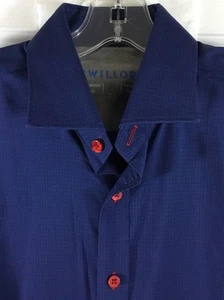 Twillory Dress Shirt Men’s 15.5 32-33 Blue Mini Check Tailored Fit Performance - Picture 1 of 8