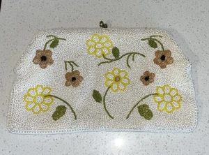 Vintage David's Fifth Avenue Clutch Abendtasche Blumen Perlen Verschluss - Bild 1 von 14