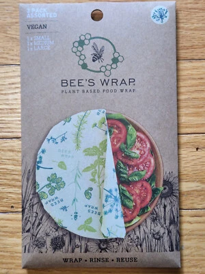 Envoltura de abejas envoltura de alimentos a base de plantas reutilizable paquete de 3 hierbas jardín S,M,L vegano Foto 1 de 3