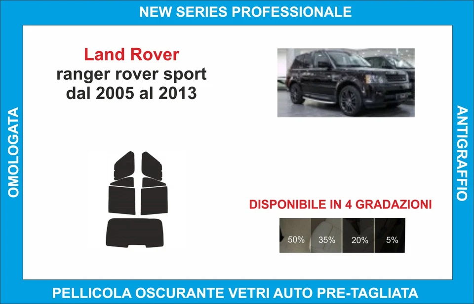 pellicole oscuranti vetri land rover range rover sport dal 2005-2013 kit post - Imagen 1 de 1