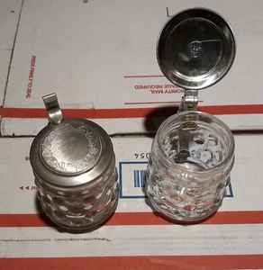 2 ea. Rein-Zinn BMF Zinndeckel Miniatur Stein Schnapsgläser. Schnapskrugerl. - Bild 1 von 3