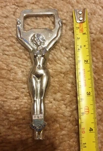 Vintage Chrome Metal,Nude Naked Lady Woman,Bottle Opener Herne Bay,Art Deco 10cm - Bild 1 von 4