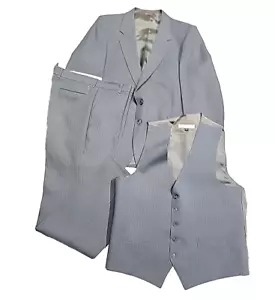 Traje De Colección Levi's Clase Ejecutiva Acción Tres Piezas Rayas Hombres 34x33 Hecho en EE. UU. - Imagen 1 de 23
