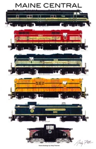 Maine Central Lokomotiven 11"x17" Eisenbahn Poster von Andy Fletcher signiert - Bild 1 von 1