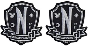 Nevermore School Academy Wednesday Cosplay Patch -2PC 3.5" X 3.25" iron on sew - Picture 1 of 2