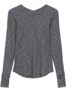 Lululemon Shirt Womens 12 Gray Mile Long Sleeve Running Athleisure Training Top - Picture 1 of 15
