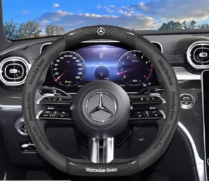 15"PU Leather+Carbon fiber Steering Wheel Cover For Mercedes Benz R-S-Class - Picture 1 of 10