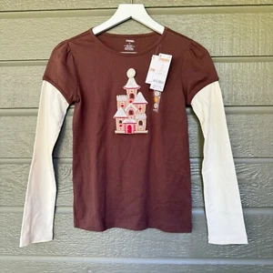 Gymboree Holiday Shirt Gingerbread Castle Brown Girls Size 12 NWT Christmas - Picture 1 of 8