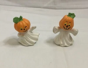 Keramik Halloween Geister Deko 2 süße kitschige Geister Vintage 1988 4,5" hoch🎃👻 - Bild 1 von 5