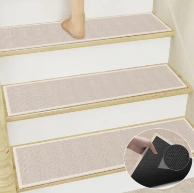 7 piezas peldaños de escalera tejidos antideslizantes para peldaños de madera alfombras interiores lavables a máquina Foto 1 de 4