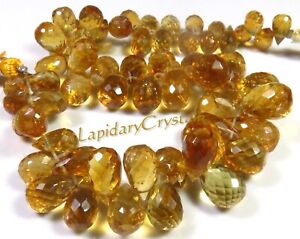 AA+ Quality Natural Orange Citrine Gems 8"Inch Teardrop Faceted Beads DIY LC-590